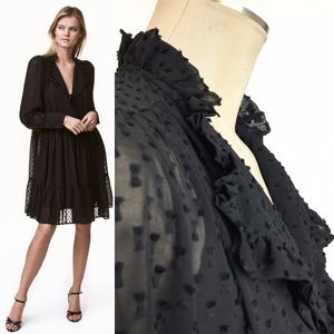 ♠️H&M Black Long Sleeve Swiss Dot Ruffle Dress